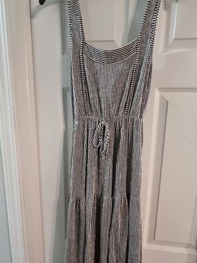 *Caution To The Wind Black and White Striped Sleeveless Maxi Dress